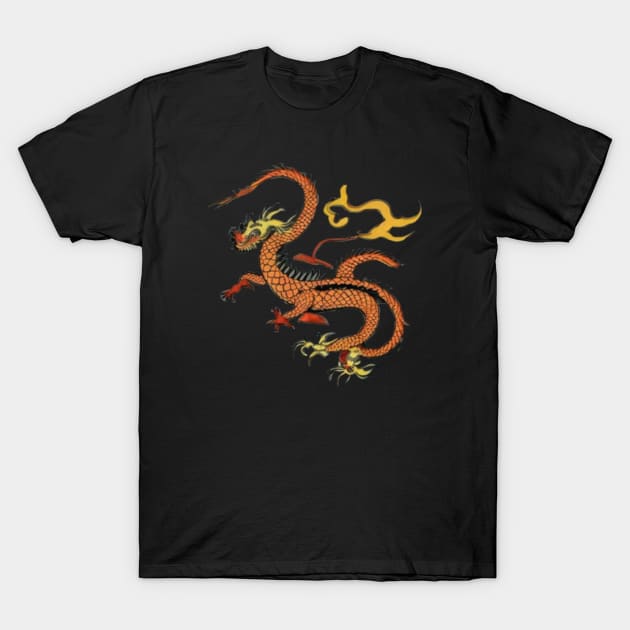 Orange japanese dragon T-Shirt by redsunflower